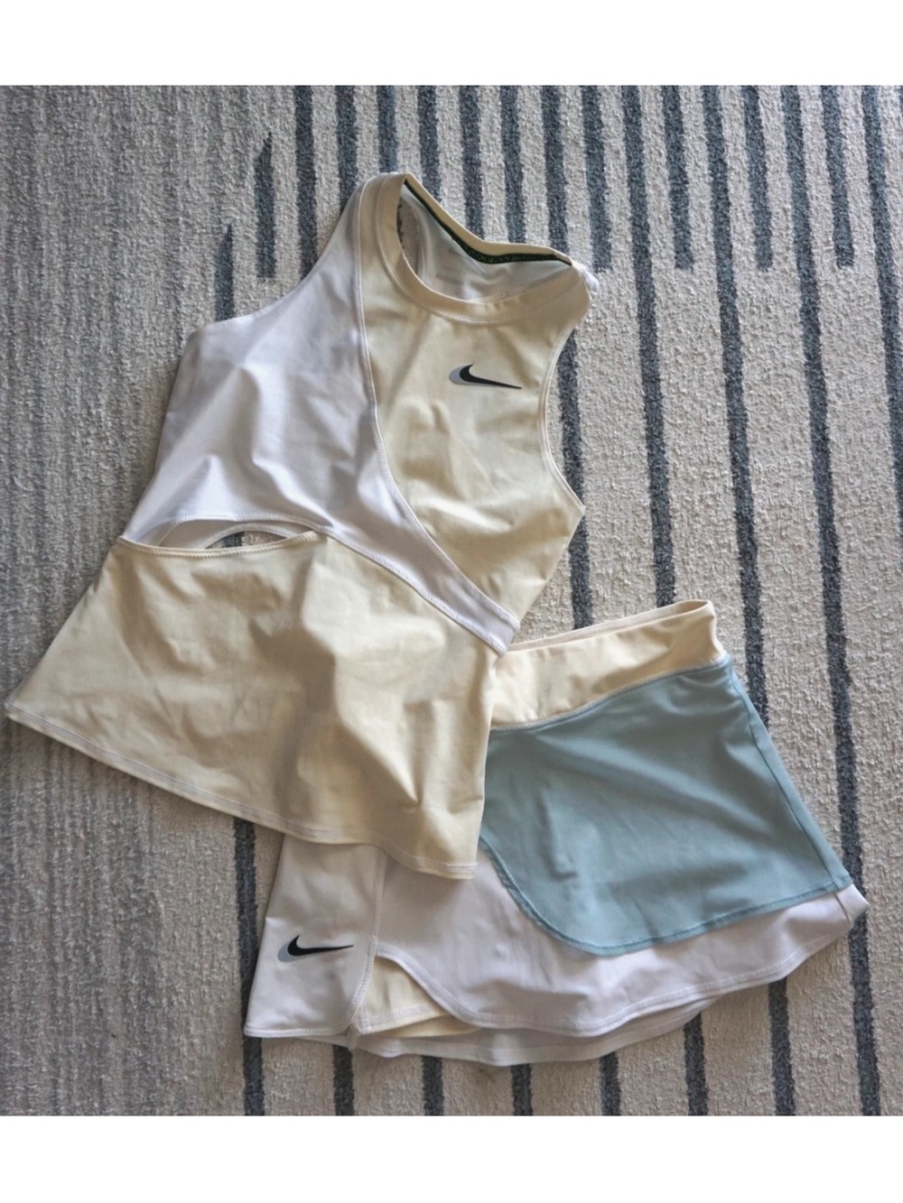 Nike Court Slam Tennis Outfit Set Women’s Yellow White Tank Skirt Small
